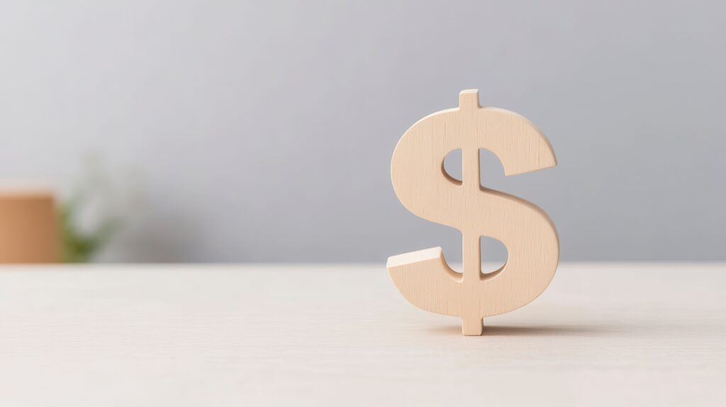 木製のドル記号 ― ビジネス・金融・投資のコンセプトイメージ