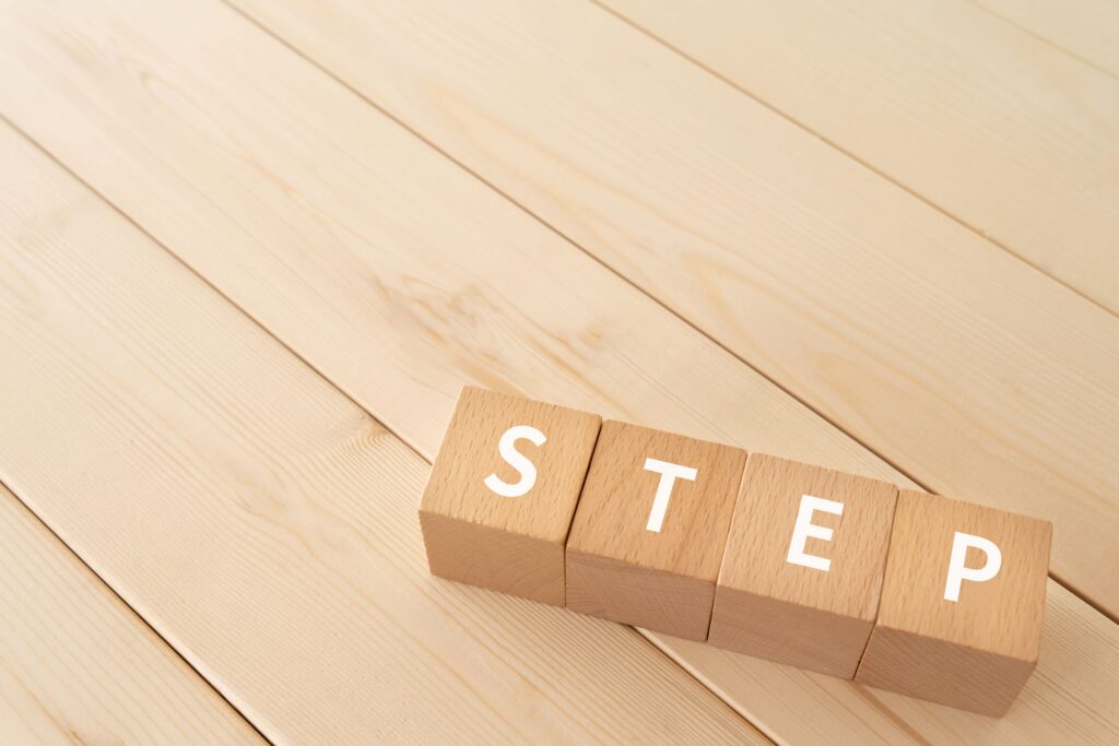 STEPと書かれたブロック