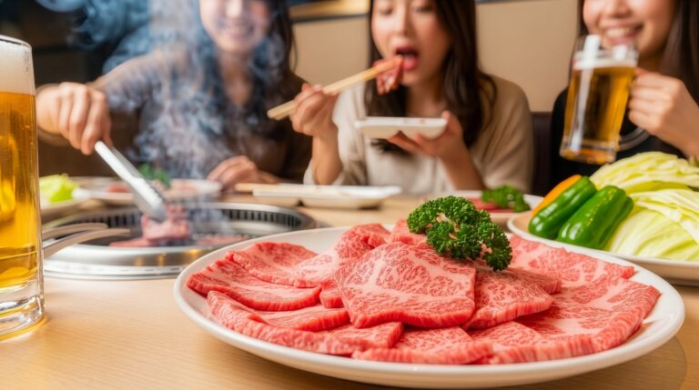美味しい和牛焼肉とビールを楽しむ女子会