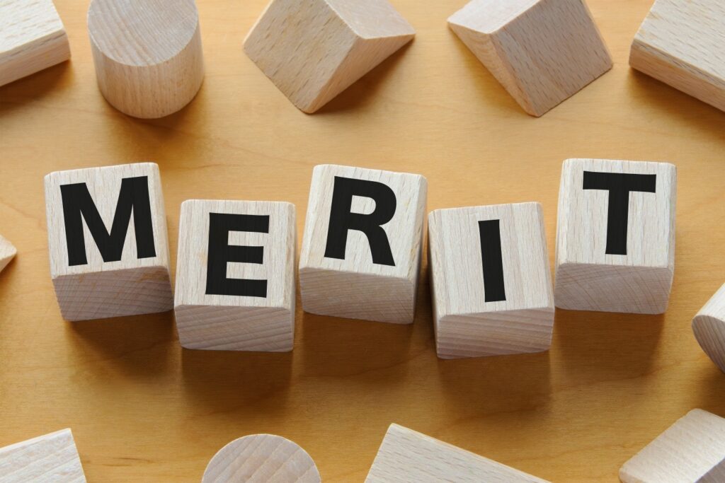 積み木に文字 MERIT