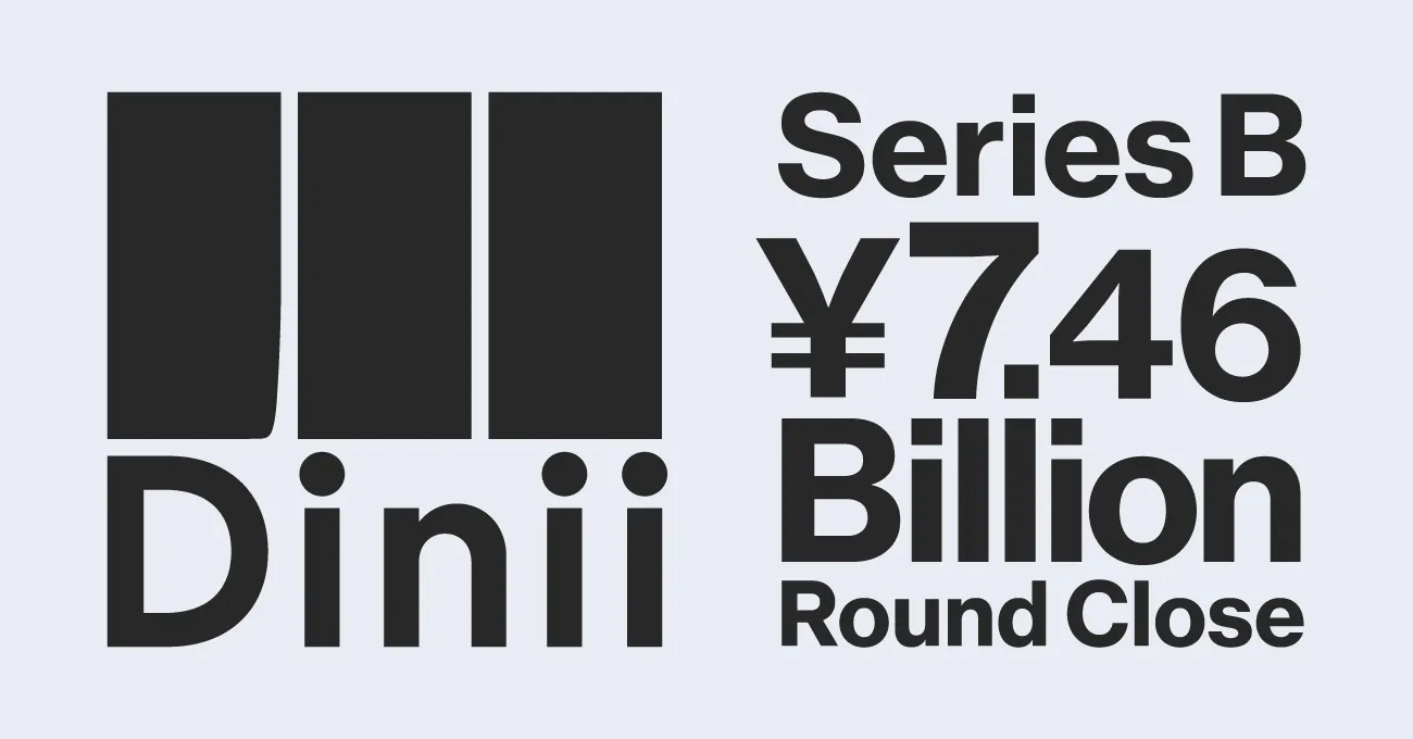 Diniiのロゴと「Series B ¥7.46 Billion Round Close」の文字